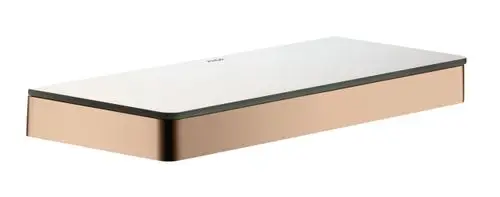 Ablage von AXOR in Polished Red Gold mit einer flachen oberen Oberfläche und abgerundeten Ecken. Die Konstruktion zeigt eine glatte, minimalistische Form.